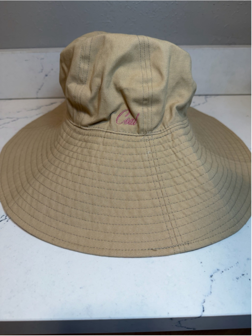Coal Anita Wide-Brimmed Sun Hat reversible beige floral